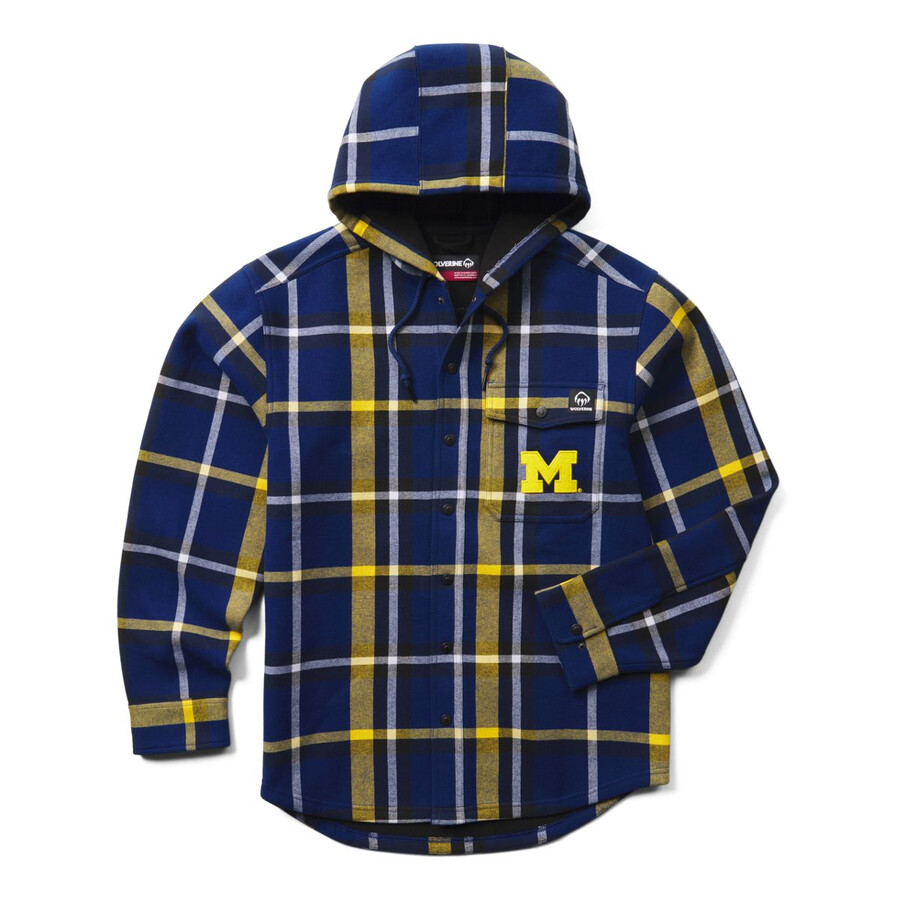 wolverine x de luniversité du michigan bucksaw chemise de flanelle à capuchon-jac big amp tall