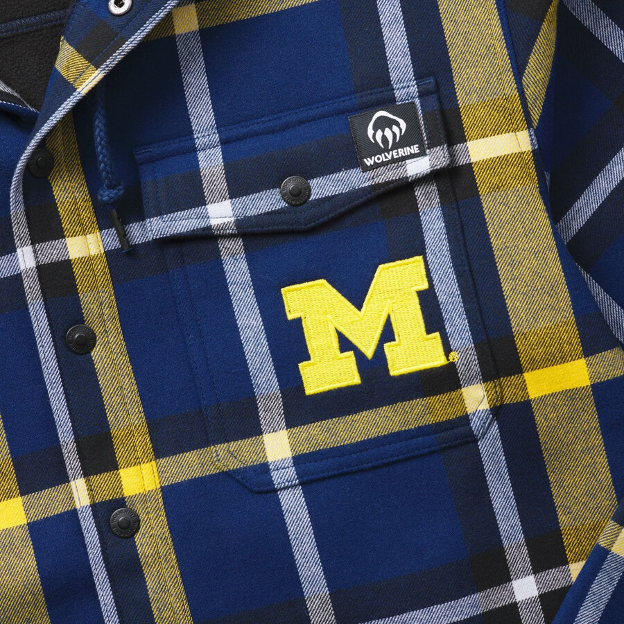 wolverine x de luniversité du michigan bucksaw chemise de flanelle à capuchon-jac big amp tall