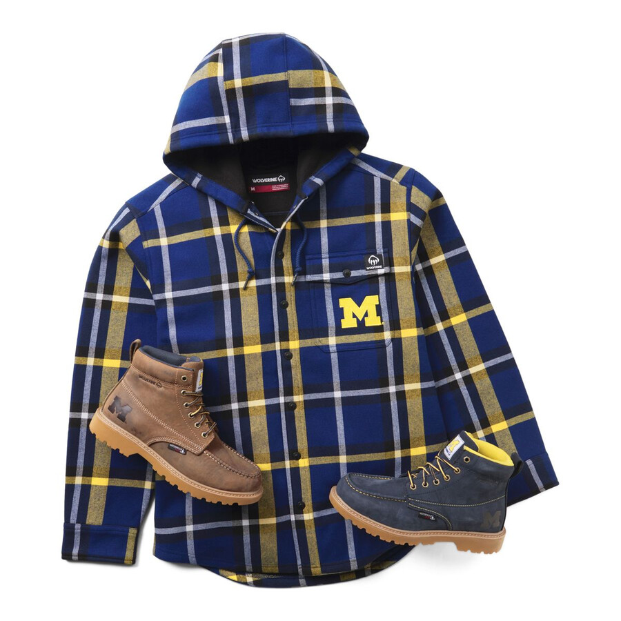wolverine x de luniversité du michigan bucksaw chemise de flanelle à capuchon-jac big amp tall