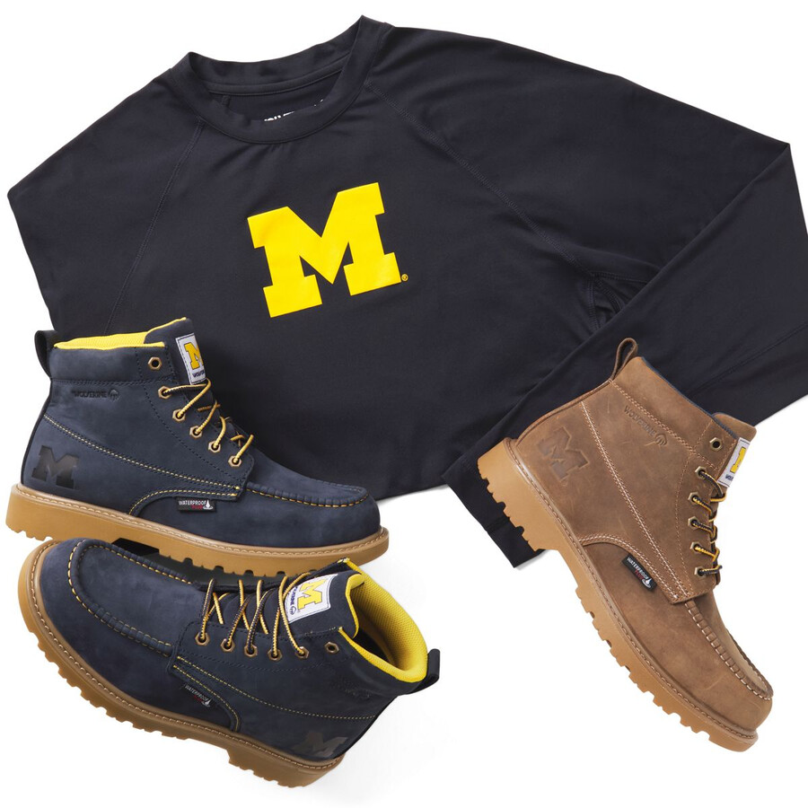 wolverine x vaillant université du michigan soleil-stop eco long sleeve tee