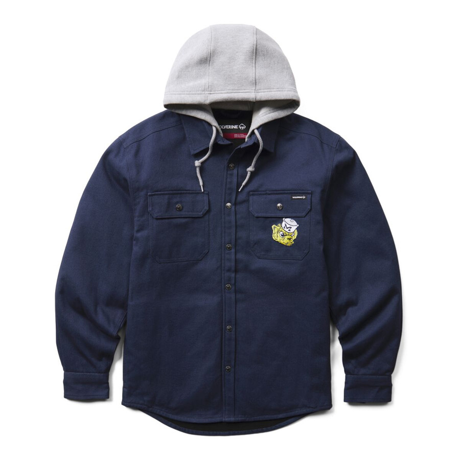 wolverine x de luniversité du michigan overman à capuche en toile shirt-jac