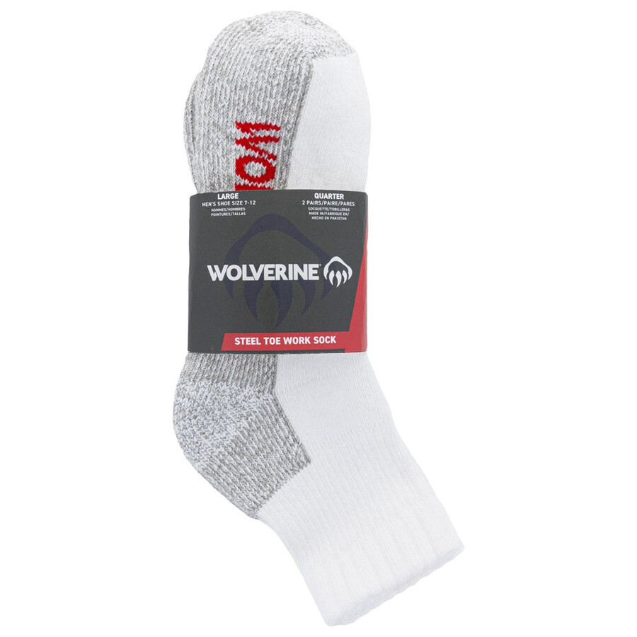 2-pk acier-orteil coton quarter sock